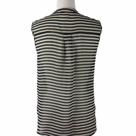 one clothing Sheer Striped Button Down Tank, Small - Picture 3 of 5